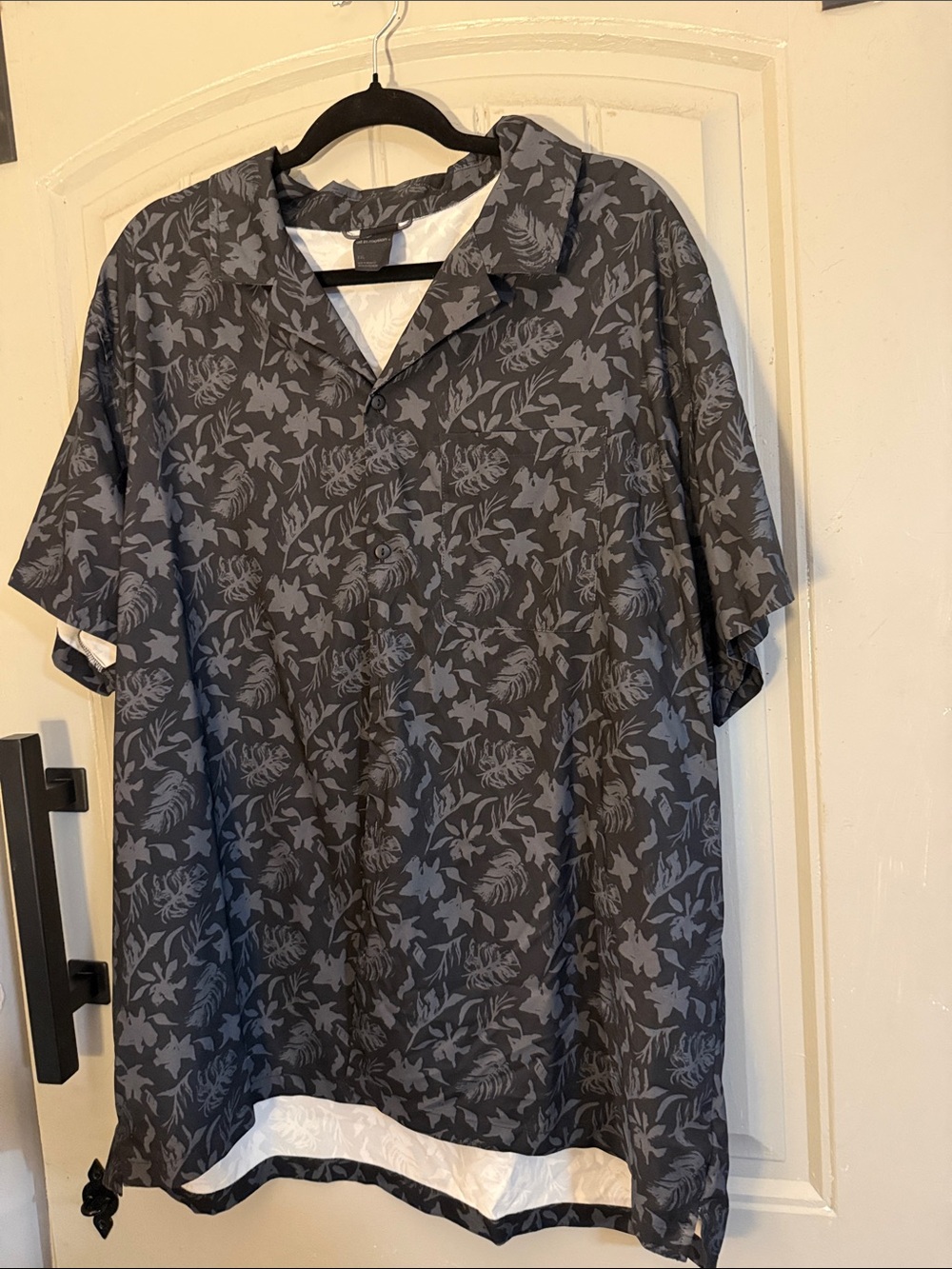 all in motion Dark Charcoal and Light Gray Floral Camp Shirt